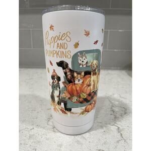 PUPPIES & PUMPKINS Fall Dogs Steel Tumbler Golden Retriever Corgi Husky Labrador